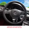 Volkswagen VW Touran CC Golf 6 için Kılıf Vaka Passat Tiguan Lavida Hakiki deri DIY El dikiş tekerlek kapak Araba styling direksiyon kapakları