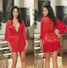 Kvinnor Sexig Underkläder Klänning Underkläder Pant Suit Set Lace Pyjamas Kvinnor Sleepwear Robe Nattkläder med G-String Waist Belt