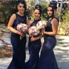 Navy Blue Bridesmaid Dresses 2016 Sexy Off Shoulder Mermaid Lace Appliques Satin Long For Wedding Plus Size Party Dress Maid of Honor Gowns