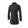 Wholesale- Men Slim Wool Blend Peacoat Autumn Winter Warm Double Breasted Jacket Cashmere Down Coat Male Classic Black Long Overcoat