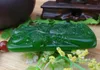 Manuell skulptur. Grön Jade Wu Mammon Duke Guan (Rektangulär form) Lucky Talisman Pendant Halsband