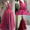 3D Floral Appliques Beaded Prom Dresses Backless Pailletten Avondjurken Luxe Peplum A Line Gast-jurk