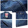 Vente en gros - Marque de mode Hommes Denim Gilets Vestes Hommes Sans Manches Survêtement Classique Lavé Bleu Denim Gilets Slim Fit Style Punk Cowboy Gilet