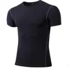 New Mens T-shirts Short Sleeve O-neck Compression Tops Cool Skin Tights Camo Workout Clothes Gyms Slim Fit Tracksuit Bodybuilding Wear Blue