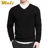 Весенний мужской свитер Pullovers простой стиль хлопчатобумажный вязаный V шеи свитер скачки тонкий мужской трикотаж синий красный черный M-4XL
