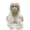 26" Long #1001 White Blonde Heavy Density Heat Friendly Fiber Front Lace Synthetic Hair Wig