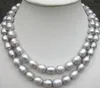 BEAUTIFUL 11-13mm natural tahitian silver gray pearl necklace 35"