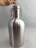 En Ucuz 64oz Growler Paslanmaz Çelik Bira Taşınabilir Şişeler Viski Alkol Şarap Hip Flask Tek Duvar İçme Partisi Flagon Ücretsiz Kargo (7)