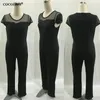 Kadın Tulumlar Tulum Toptan-2021 4XL Artı Boyutu Seksi Bodycon Giyim Kadın Kısa Kollu Rahat Mesh Patchwork Vintag