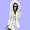여자 겨울 재킷 새로운 대형 모피 칼라 후드 겨울 코트 여성 두꺼운 따뜻한 느슨한 파카 여성 자켓
