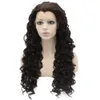 26inch Long Curly Dark Brown Heat Resistant Fiber Hair Natural Synthetic Lace Front Wig