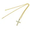 Anhänger Halsketten Hip Hop Kreuz Anhänger Männer Frauen Iced out Gold Silber Farbe Bling Strass Kristall Kreuz Anhänger Halskette Kette drop Shipping