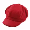 2017 New Fashion Unisex Wool Newsboy Cap solid Octagonal Winter Painter Hat 5pcs/lot free Shipping