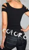 도매 -1pc 고품질 패션 숙녀 여성 여자 섹시한 찢어진 슬래시 블랙 타이트 티셔츠 탑 클럽웨어 컷 아웃 티 클럽 고스 펑크 레이브
