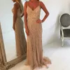 Spaghetti V-neck cheap Sheath evening Champagne New Party dress dubai african dresses beadings backless Dark Navy formal dress 2019 gown