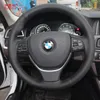 Steering Wheel Covers Case for BMW 730i 535 525i 2014 Genuine Leather Covers DIY Hand-stithed Black Car Covers