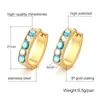 Fashion Blue Stone Earrings for Women Stainless Steel Gold Plated Women Hoop Earrings Jewelry