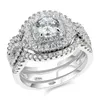 Nuovo arrivo Solid 925 Sterling Silver Ring Set da sposa Banda di fidanzamento Gioielli classici per donne 7571210