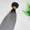 Ombre Grigio Tessuto Dei Capelli Umani Fasci di Capelli Viegin Brasiliani Lisci Fasci di Capelli Grigi di Colore Bicolore di Alta Qualità 1096456