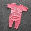 DHL 4 Design INS Bébé Romper Costume Coton À Manches Courtes Lettres Rayé Impression Barboteuses Garçons / Filles Costumes Tout-Petits BodysTights Sets