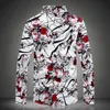 Atacado - Homens Camiseta 2016 Nova Moda Moda Impresso Floral Camisa Manga Longa Mens Vestido Camisas Casuais Camisa Social Camisa Masculina 5xl