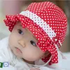 Kids Peuters Baby Meisjes Zonnehoed Polka Dot Bloem Emmer Cap Strik Parel Hoed G593