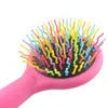 Fashion Portable Comb Brush with Make up Mirror Rainbow Color Hair Comb Dry Hair Brush Hair Styling Tools 5pcslot P0042963206