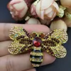 50st /parti 50mm vintage smycken guldton biet broscher djur insekt strass kristall emalj honungbi stift brosch för kvinnor