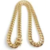 Stainless Steel Jewelry Set 18K Gold Plated High Quality Cuban Link Necklace & Bracelet For Mens Curb Choker Chain 1.5cm 8.5"/18"/20"/22"/24"/28"/30"/34"