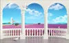 Mode-Dekor-Inneneinrichtung für Schlafzimmer Traum 3d Lavendel Blue Sky White Cloud TV Hintergrundwand