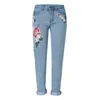 Jeans das mulheres Atacado - vintage cintura alta Mulheres Denim Flor Pants Designer bordado mais tamanho 2022