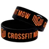 50PCS CrossFit MGW Silicone Gummi Armband 1 tums bred bläckfylld logo för sportpromotiongåva