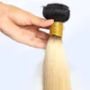 Wholesale Brazilian Remy Human Hair Bundles Straight 1B/ 613 1 Piece Only Ombre Blonde Hair Weft Extensions Free Shipping