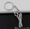 Fashion 20pcs Key Ring Keychain Jewelry Silver Plated barber scissor comb stylist