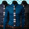 Wholesale- Store Fashion Men Argyle Business Style Slim Fit Long Sleeve Casual Dress high quality Shirt
