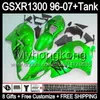 Glansgrön 8Gift för Suzuki Hayabusa GSXR1300 96 97 98 99 00 01 13MY69 GSXR 1300 GSX-R1300 GSX R1300 02 03 04 05 06 07 Grön svart fairing