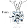 YHAMNI 럭셔리 빅 8mm 2 Ct CZ 다이아몬드 펜 던 트 목걸이 여성을위한 패션 스파클링 Diamant 솔리드 실버 목걸이 쥬얼리 XF183