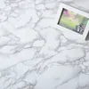 Partihandel-30cm * 100cm vit grå granit marmor glans självhäftande möbler inredning filmräknare kök hemdekaler vägg klistermärken1 tapeter