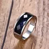 Silberfarbene Eheringe für Männer, dunkelblauer Sand und Steine, männlicher Ringschmuck, USA, Größe C-157