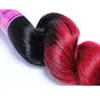 Ombre Maleisische Losse Wave Virgin Menselijk Hair Extensions 2 Two Tone 1B / Rood Bourgondië Wijnrode Maleisische Remy Menselijk Haar Weave Bundels