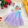 1-5 jaar meisjes bloemen tutu jurken, zomer katoenen tule jurk, baby kinderen bedrukte feestkleding, 5bb406DS-93