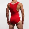 Partihandel-UltraFine Modal Sexy U Väskor Tight Ärmlös Leotard Man Trigonometric Bodysuit Män CompleAll