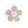 Kvalitet Lyx Diamond Crystal Flower Brosches Big Pearls Pins Brosch För Kvinnor Bröllop Brud Smycken Party Gåvor