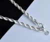 Classic Man woman Hemp flowers Necklace plating 925 silver 6mm Twisted ROPE CHAIN Necklace Couples Necklace 20inch 2pcs/lot