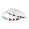 100st Palestina Save Gaza Silicone Rubber Armband Debossed Triangle Logo Black and White Adult Size24V