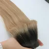 Tape In Muman Hair Extensions Ombre Hair Brazilian Virgin Hair Balayage Dark Brown till 27 Blonde Extensions Markera hudväft