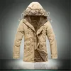 Partihandel - Män kappa Försäljning Mäns Solid Causal Lång Varm Man Mode Polded Hooded Winter Wear Tjock Coat1 Mäns Ned Parkas