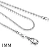 1MM 925 sterling silver smooth snake chains choker necklace For women's Fashion Jewelry in Bulk 16 18 20 22 24 inch