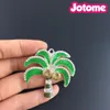 Spilla con spilla a forma di palma da cocco verde, ciondolo a forma di palma con strass smaltato - collane robuste - 42 mm x 45 mm