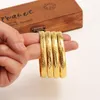 4 Pieces box Whole Fashion Wedding Bangle Jewelry 14k Yellow Solid Gold GF Filled Dubai Bracelet Women Africa Arab Items273U